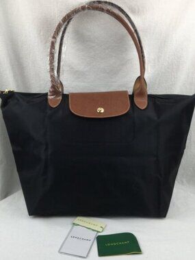 NWT Longchamp Le Pliage Original Large Shoulder Nylon Bag Tote Black